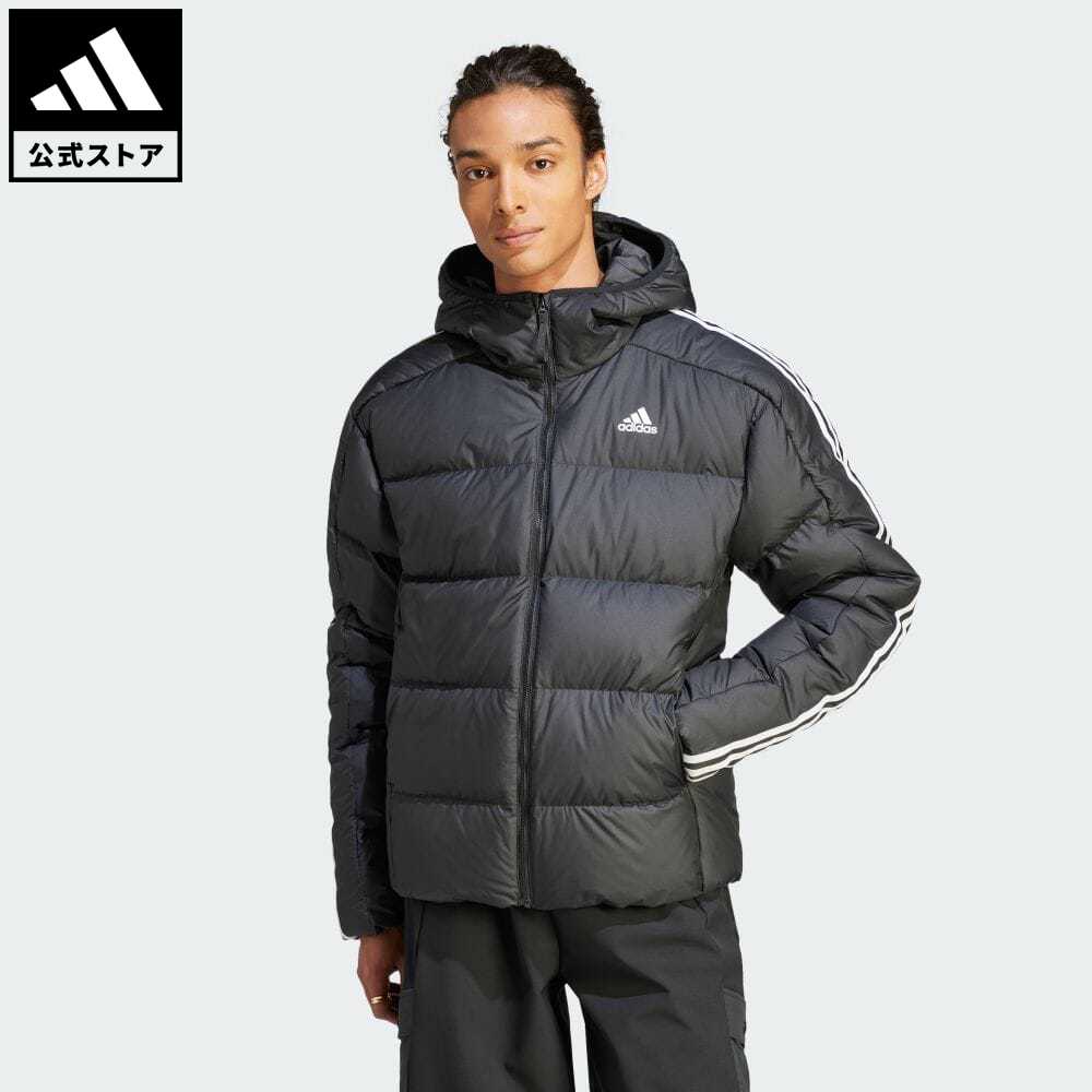 【1,000円OFFクーポン対象 6/4 20:00〜6/11 1:59】【公式】アディダス adidas 返品可 エッセンシャルズ ミッドウェイト ダウン フード付きジャケット スポーツウェア メンズ ウェア・服 アウター ダウン 黒 ブラック HZ4429 ダウンジャケット 上着 p0604