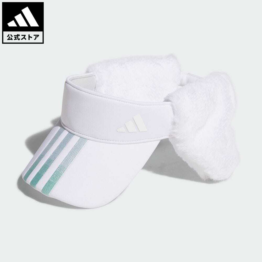【公式】アディダス adidas 返品可 ゴルフ 耳当て付き スリーストライプ バイザー レディース アクセサリー 帽子 サンバイザー 白 ホワイト IB0445 サンバイザー