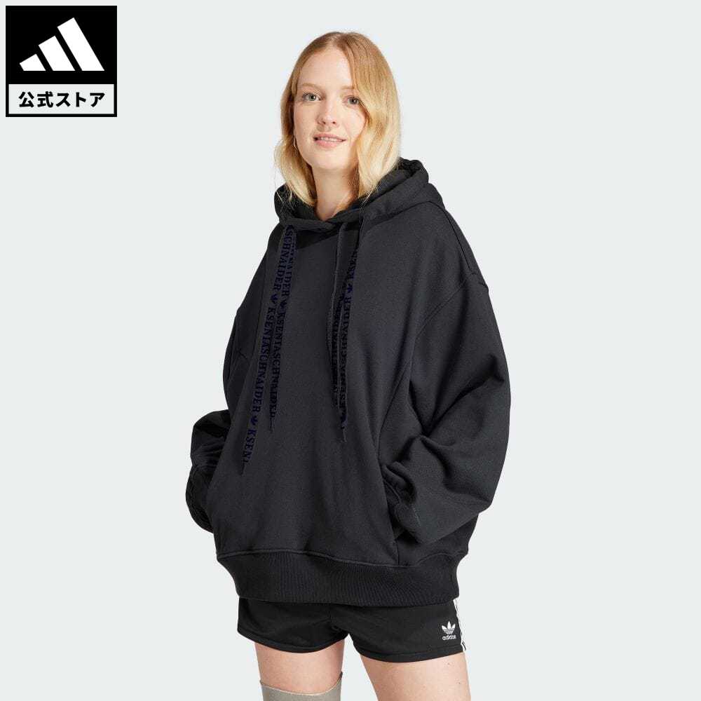 【20%OFFクーポン対象 5/17 10:00〜5/20 23:59】【公式】アディダス adidas 返品可 adidas × KSENIASCHNAIDER グラフィックパーカー オリジナルス レディース ウェア・服 トップス パーカー(フーディー) スウェット（トレーナー） 黒 ブラック IL7019 トレーナー p0517