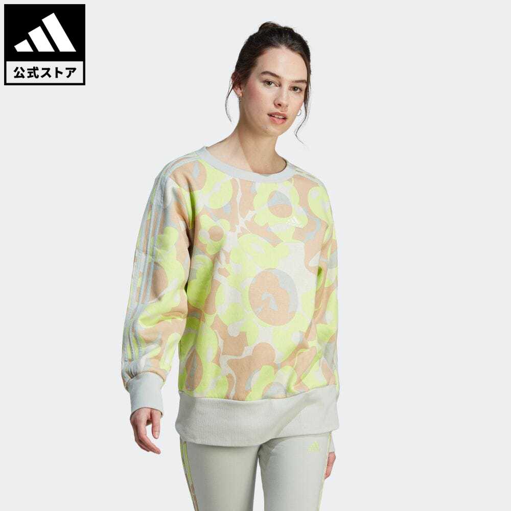 【公式】アディダス adidas 返品可 フローラル グラフィック スリーストライプス フリーススウェット スポーツウェア レディース ウェア・服 トップス スウェット（トレーナー） グレー IL3034のサムネイル