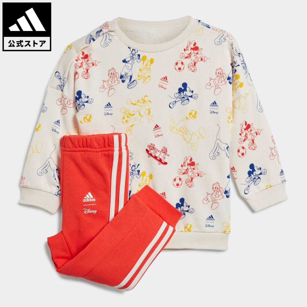 【公式】アディダス adidas 返品可 adidas × Disney ミッキーマウス クルーネック&ジョガー セットアップ スポーツウェア キッズ／子供用 ウェア・服 セットアップ 白 ホワイト IB4846 上下のサムネイル