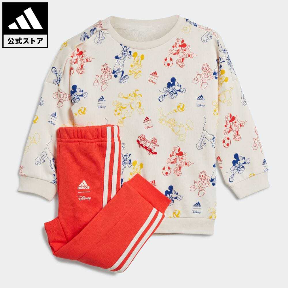 アディダス 【48%OFF 6/4-6/11】【公式】アディダス adidas 返品可 adidas × Disney ミッキーマウス クルーネック&ジョガー セットアップ スポーツウェア キッズ／子供用 ウェア・服 セットアップ 白 ホワイト IB4846 上下