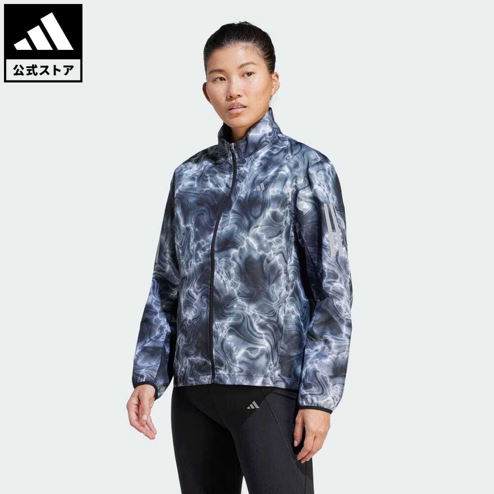 アディダス アウトドアジャケット レディース 【公式】アディダス adidas 返品可 ランニング オウン ザ ラン 総柄プリント ランニングウインドブレーカー レディース ウェア・服 アウター ジャケット 白 ホワイト IJ5427 ランニングウェア