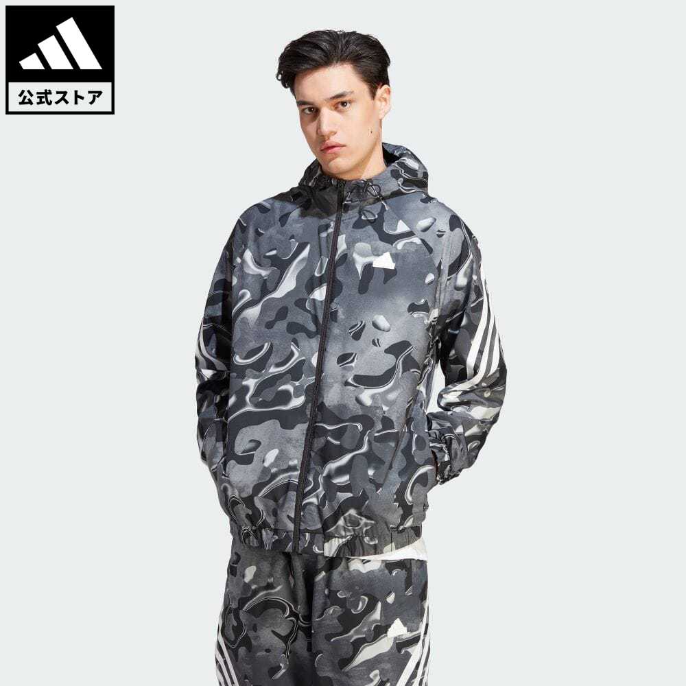 【公式】アディダス adidas 返品可 フューチャー アイコン 総柄プリント フルジップフーディー スポーツウェア メンズ ウェア 服 トップス パーカー(フーディー) ジャージ 白 ホワイト IJ8843 トレーナー