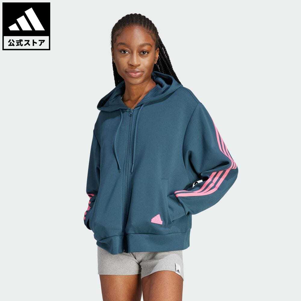 【20%OFFクーポン対象 5/17 10:00〜5/20 23:59】【公式】アディダス adidas 返品可 フューチャーアイコン スリーストライプス フルジップパーカー スポーツウェア レディース ウェア・服 トップス パーカー(フーディー) ジャージ 青 ブルー IL3048 トレーナー p0517