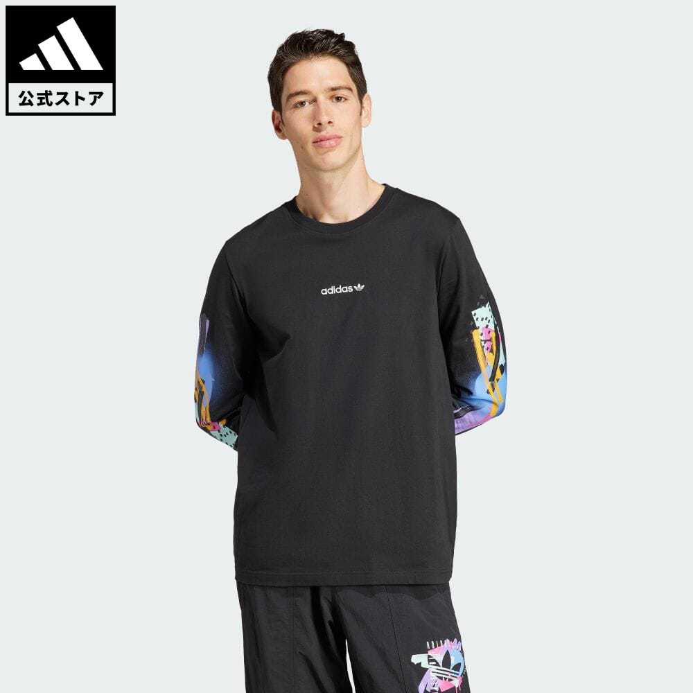 【公式】アディダス adidas 返品可 レトロ グラフィック 長袖Tシャツ オリジナルス メンズ ウェア・服 トップス Tシャツ 黒 ブラック IN2377 ロンt ポイント20倍対象のサムネイル