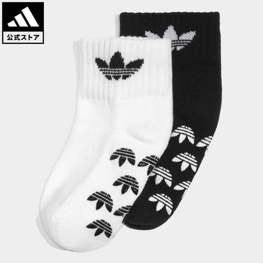 靴下 子供用 【公式】アディダス adidas 返品可 アンチスリップソックス2足組 キッズ オリジナルス キッズ／子供用 アクセサリー ソックス・靴下 アンクルソックス 黒 ブラック IQ3390