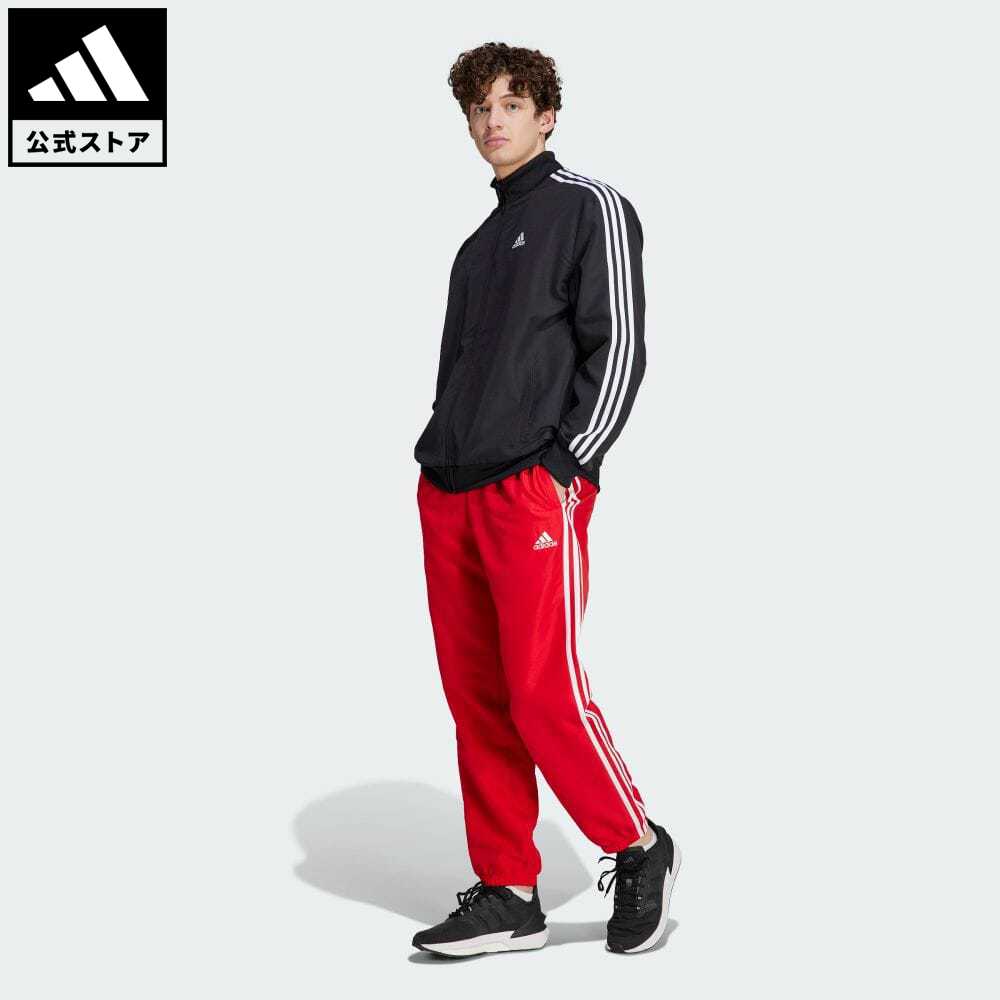 【公式】アディダス adidas 返品可 スリーストライプス ウーブントラック スーツ スポーツウェア メンズ ウェア・服 セットアップ ジャージ 黒 ブラック IJ6060 上下