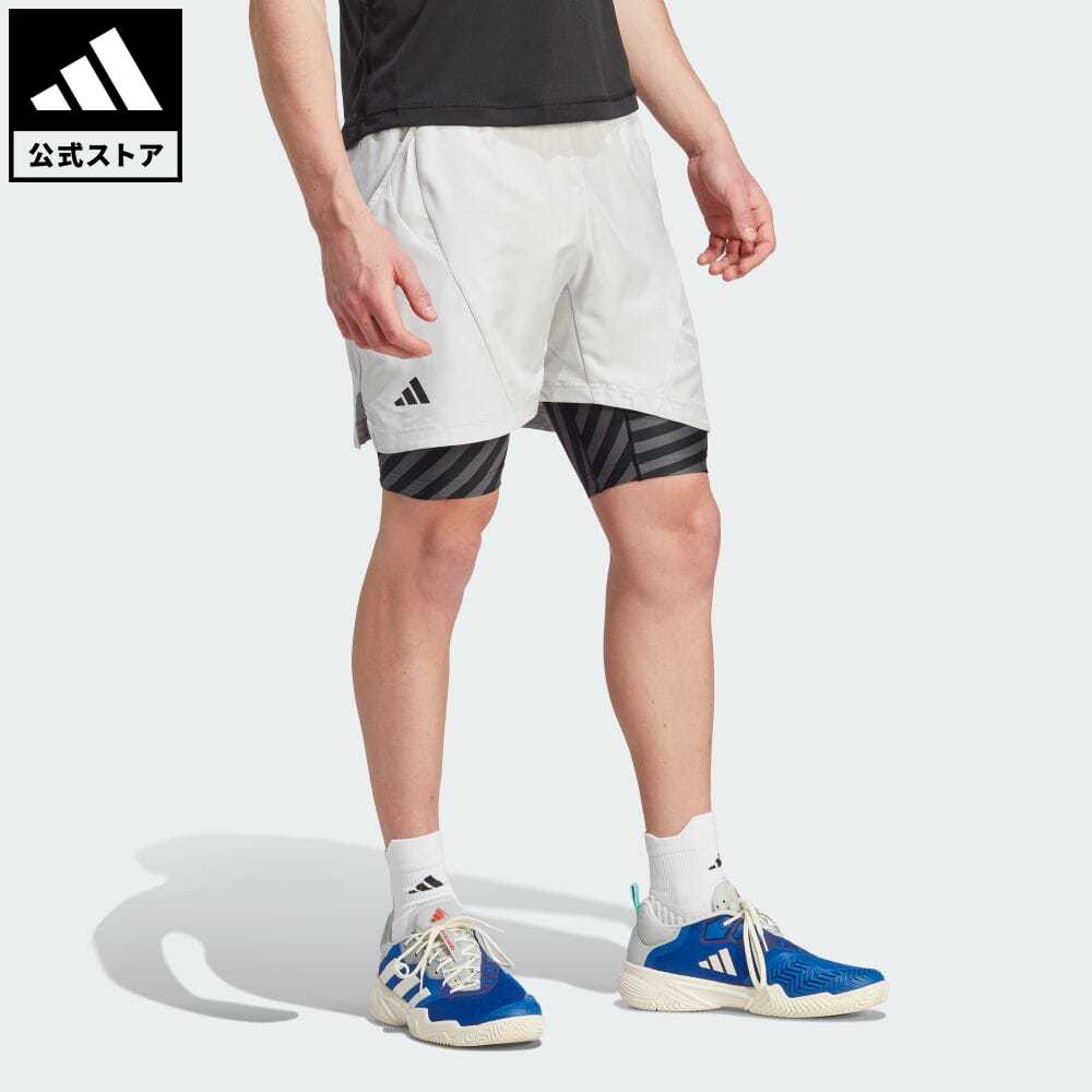 【公式】アディダス adidas 返品可 テニス テニス AEROREADY プロ 2-in-1 プロ ショーツ メンズ ウェア・服 ボトムス ショートパンツ・短パン グレー IU3204 p0524