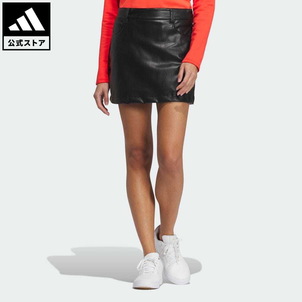 【公式】アディダス adidas 返品可 ゴルフ フェイクレザースカート レディース ウェア・服 ボトムス スカート 黒 ブラック HZ6093