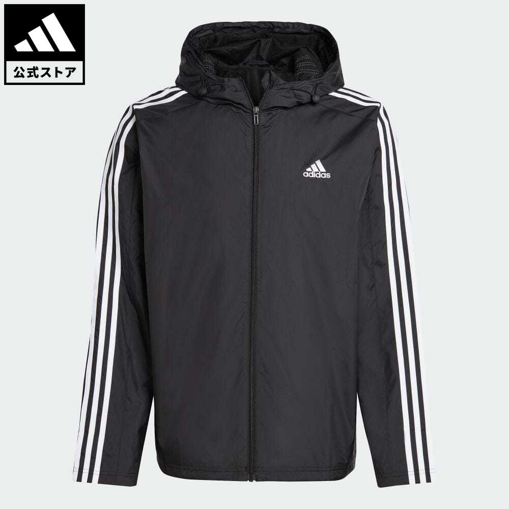 【公式】アディダス adidas 返品可 エッセンシャルズ スリーストライプス ウーブン ウインドブレーカー スポーツウェア メンズ ウェア 服 アウター ウインドブレーカー 黒 ブラック IB0381