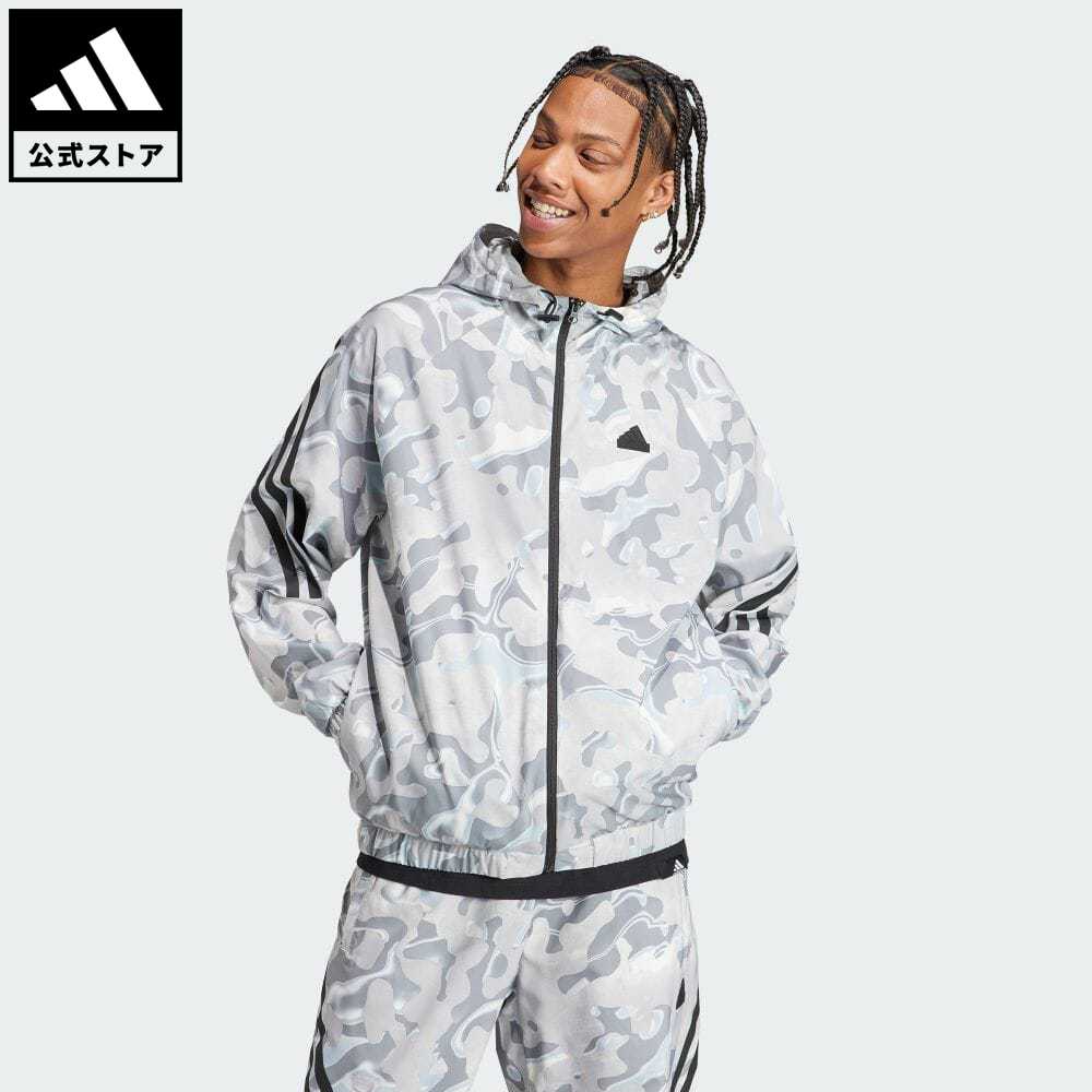 【20%OFFクーポン対象 5/17 10:00〜5/20 23:59】【公式】アディダス adidas 返品可 フューチャー アイコン 総柄プリント フルジップフーディー スポーツウェア メンズ ウェア・服 トップス パーカー(フーディー) ジャージ 白 ホワイト IB6124 トレーナー p0517