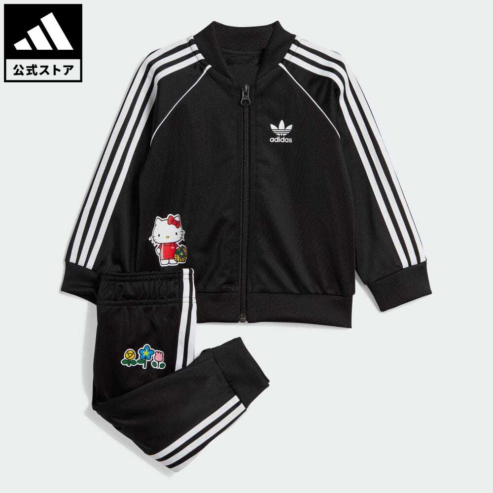 アディダス adidas 返品可 アディダス オリジナルス × ハローキティ SST セットアップ オリジナルス キッズ／子供用 ウェア・服 セットアップ ジャージ 黒 ブラック II0852 上下