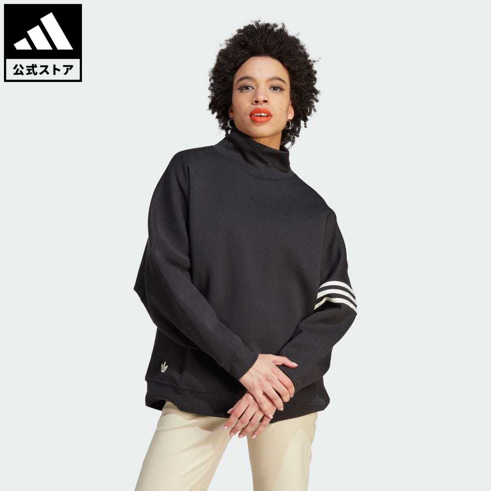 【20 OFF 6/4-6/11】【公式】アディダス adidas 返品可 アディカラー Neuclassics オーバーサイズ ハイネックスウェット オリジナルス レディース ウェア 服 トップス スウェット（トレーナー） 黒 ブラック IM1817