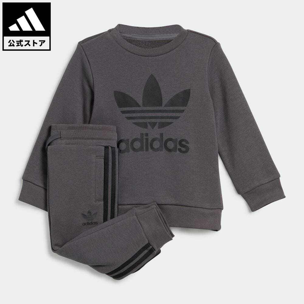 【公式】アディダス adidas 返品可 子供用 クルー スウェットシャツ 上下セット [Crew Sweatshirt Set] オリジナルス キッズ／子供用 ウェア・服 セットアップ ジャージ グレー IJ9849 上下のサムネイル