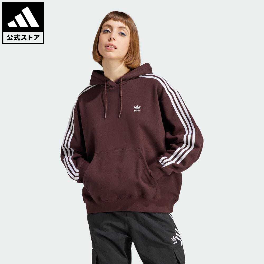 【1,500円OFFクーポン対象 10/20 10:00〜10/26 09:59】【公式】アディダス adidas 返品可 アディカラー クラシックス オーバーサイズパーカー オリジナルス レディース ウェア・服 トップス パーカー(フーディー) スウェット（トレーナー） ブラウン IL3865 トレーナーのサムネイル