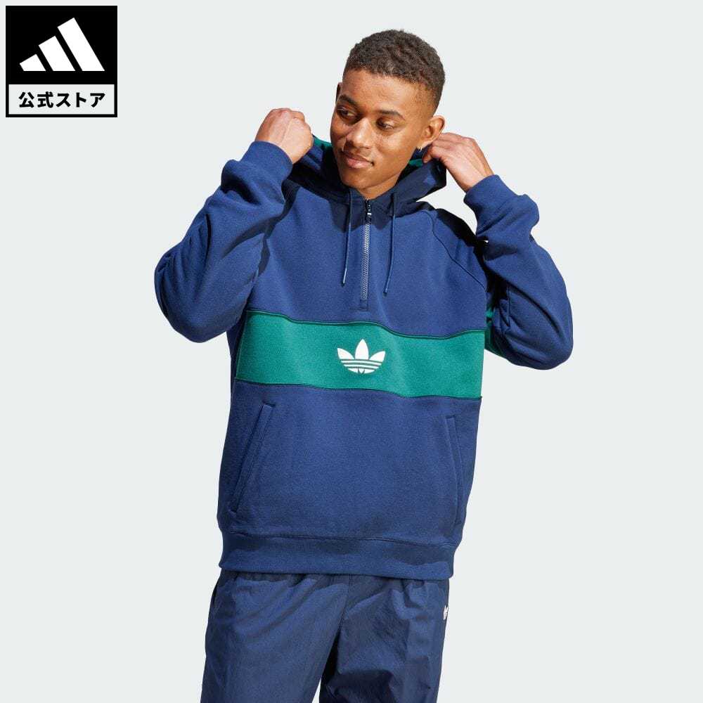 【20 OFFクーポン対象 5/17 10:00〜5/20 23:59】【公式】アディダス adidas 返品可 ハック NY 切り替えデザインパーカー オリジナルス メンズ ウェア 服 トップス パーカー(フーディー) スウェット（トレーナー） 青 ブルー IP9486 トレーナー p0517