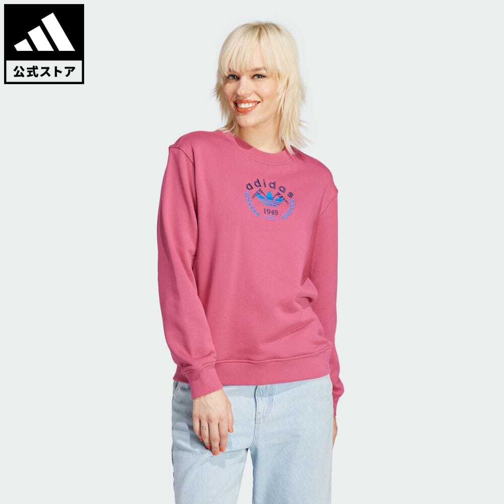 アディダス adidas 返品可 クレスト刺しゅうスウェット オリジナルス レディース ウェア・服 トップス スウェット（トレーナー） ピンク IL2441