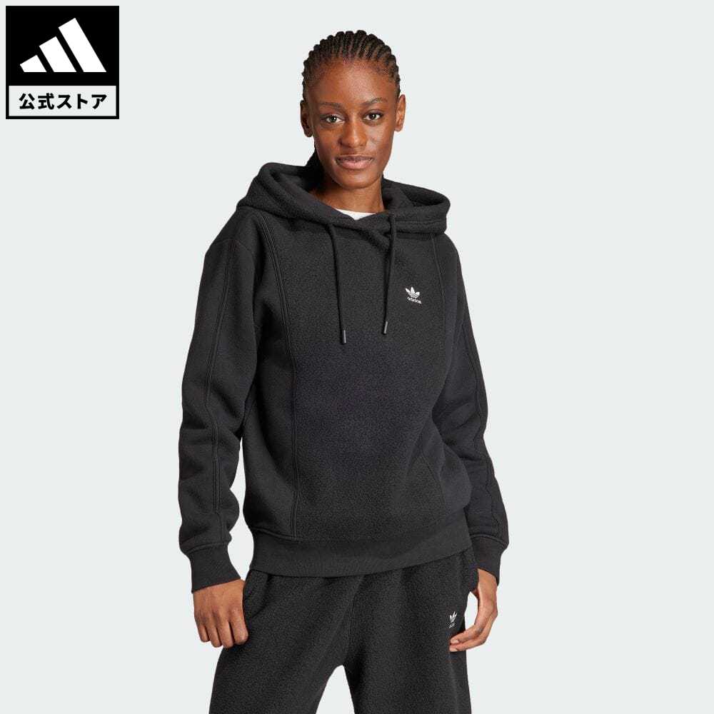 【公式】アディダス adidas 返品可 エッセンシャルズ リバースパーカー オリジナルス レディース ウェア 服 トップス パーカー(フーディー) スウェット（トレーナー） 黒 ブラック IM1669 トレーナー