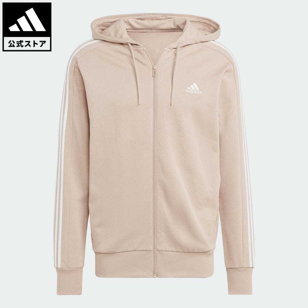 【公式】アディダス adidas 返品可 エッセンシャルズ フレンチテリー スリーストライプス フルジップ パーカー スポーツウェア メンズ ウェア・服 トップス パーカー(フーディー) ジャージ ベージュ IC9839 トレーナー p0524のサムネイル