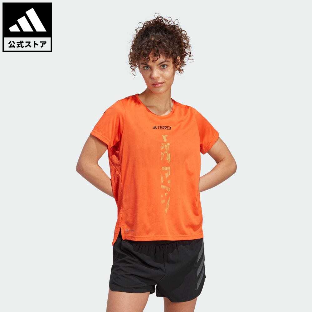 【公式】アディダス adidas 返品可 アウトドア テレックス アグラヴィック トレイル ランニングTシャツ アディダス テレックス レディース ウェア・服 トップス シャツ オレンジ HT9416