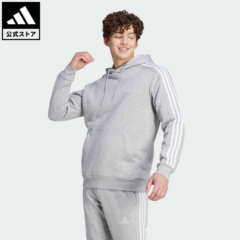 【公式】アディダス adidas 返品可 エッセンシャルズ フリース スリーストライプスパーカー スポーツウェア メンズ ウェア・服 トップス パーカー(フーディー) スウェット（トレーナー） グレー IJ6474 トレーナー p0904のサムネイル