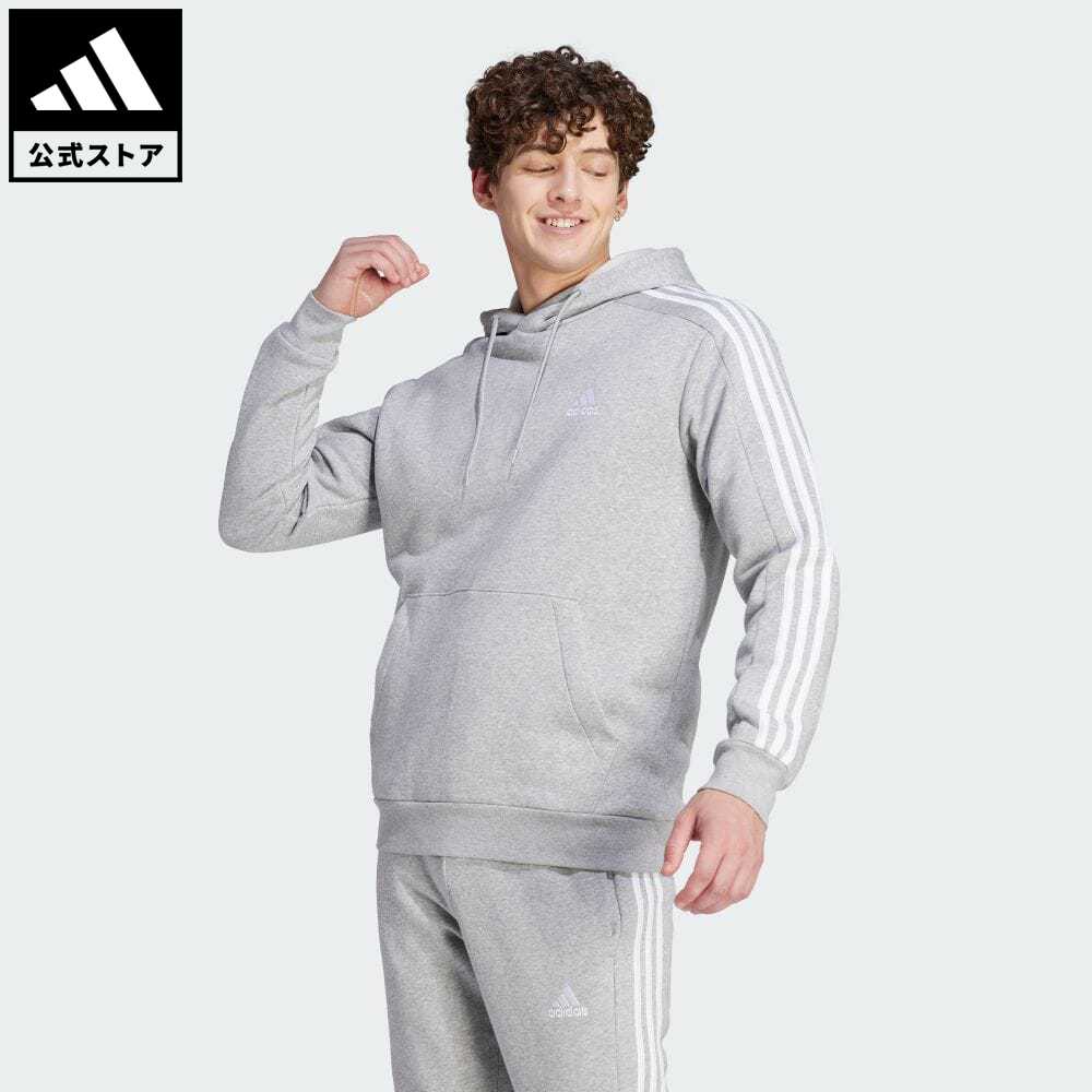 【20 OFFクーポン対象 5/17 10:00〜5/20 23:59】【公式】アディダス adidas 返品可 エッセンシャルズ フリース スリーストライプスパーカー スポーツウェア メンズ ウェア 服 トップス パーカー(フーディー) スウェット（トレーナー） グレー IJ6474 トレーナー p0517