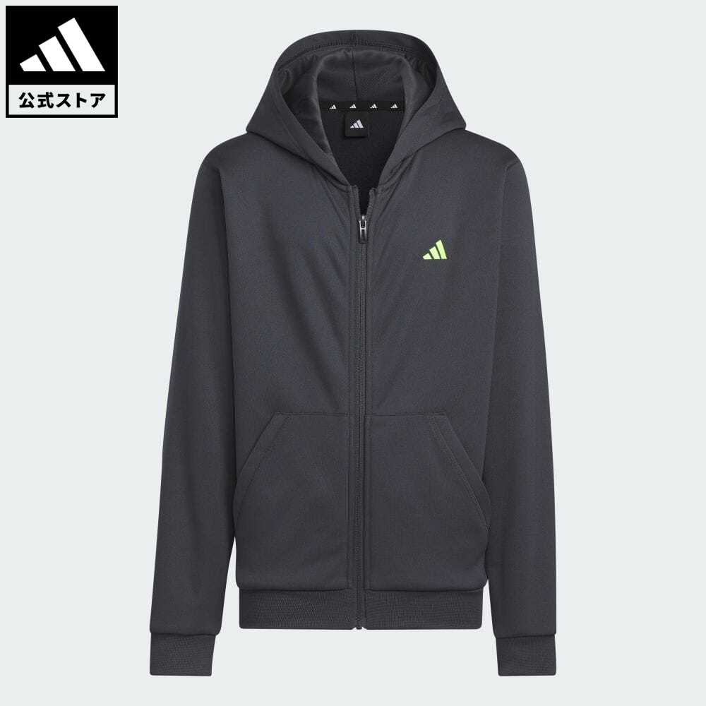 【30%OFF 6/4-6/11】【公式】アディダス adidas 返品可 トレーニング エッセンシャルズ AEROREADY ロゴ ウォーム ルーズフィット フルジップパーカー スポーツウェア キッズ／子供用 ウェア・服 トップス パーカー(フーディー) ジャージ グレー IK4642 トレーナー p0604のサムネイル
