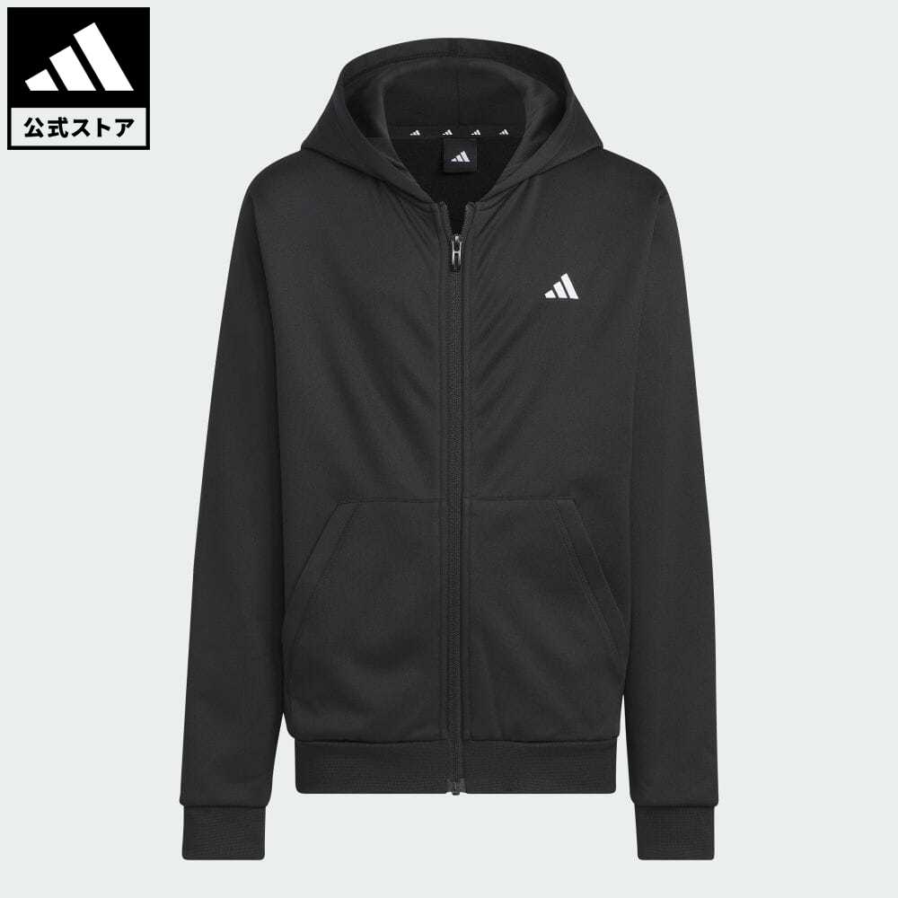 【56%OFF 8/4-8/10】【公式】アディダス adidas 返品可 トレーニング エッセンシャルズ AEROREADY ロゴ ウォーム ルーズフィット フルジップパーカー スポーツウェア キッズ／子供用 ウェア・服 トップス パーカー(フーディー) ジャージ 黒 ブラック IK4644 トレーナー p0804のサムネイル