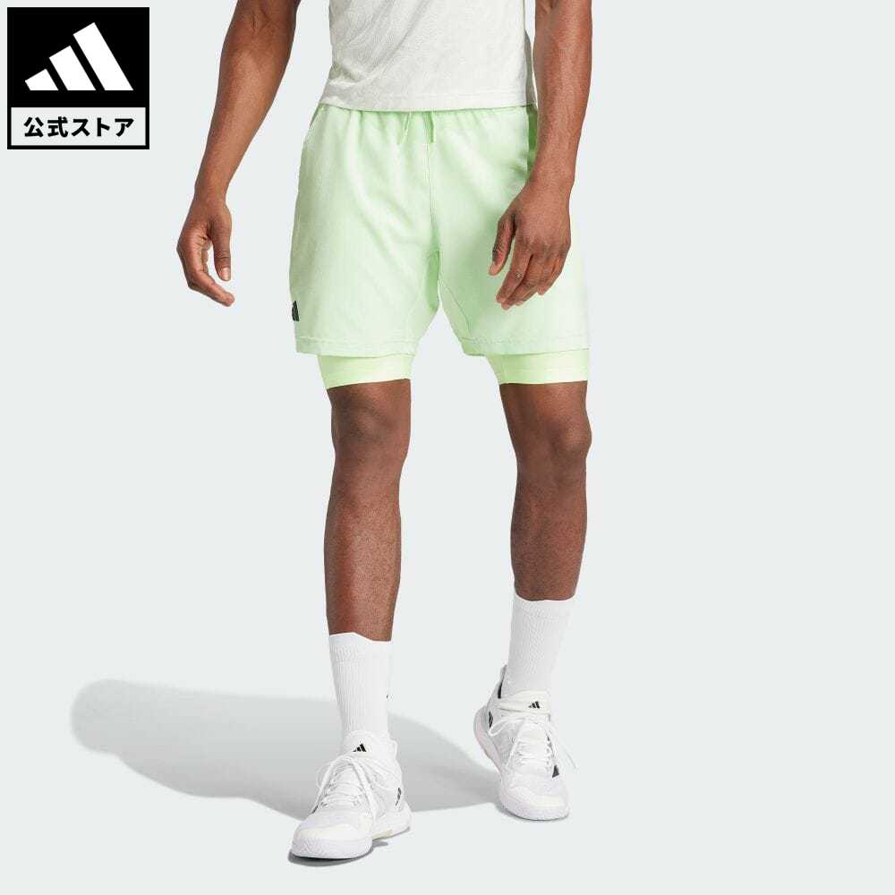 【公式】アディダス adidas 返品可 テニス テニス HEAT. RDY ショーツとインナーショーツのセット メンズ ウェア・服 ボトムス ショートパンツ・短パン 緑 グリーン IL7380 notp