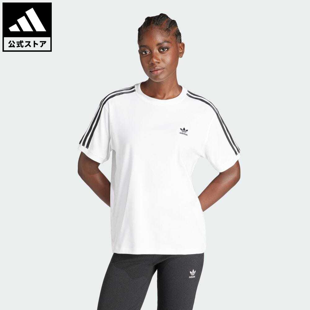 アディダス adidas 返品可 スリーストライプスTシャツ オリジナルス レディース ウェア・服 トップス Tシャツ 白 ホワイト IR8051 半袖 p0517