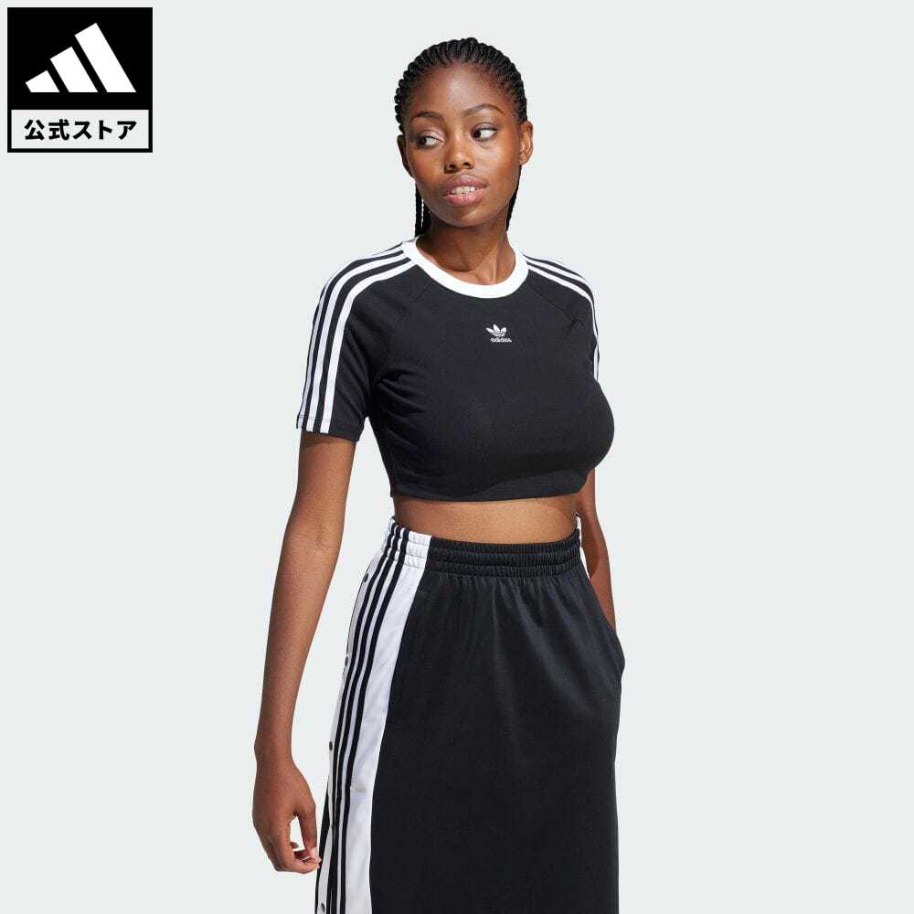 【公式】アディダス adidas 返品可 スリーストライプス 半袖ベビーTシャツ オリジナルス レディース ウェア・服 トップス Tシャツ 黒 ブラック IU2532 半袖 母の日のサムネイル