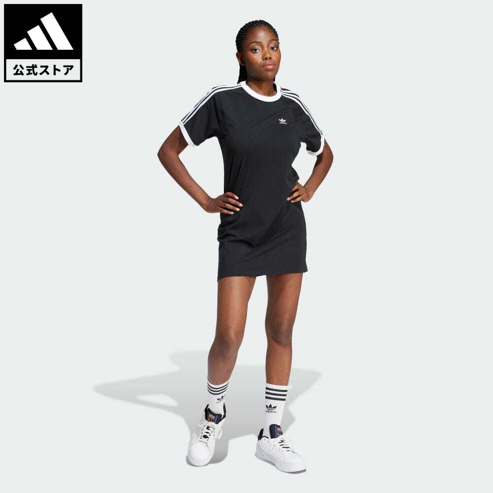 【公式】アディダス adidas 返品可 スリーストライプス ラグランワンピース オリジナルス レディース ウェア 服 オールインワン ワンピース 黒 ブラック IU2534 p0517