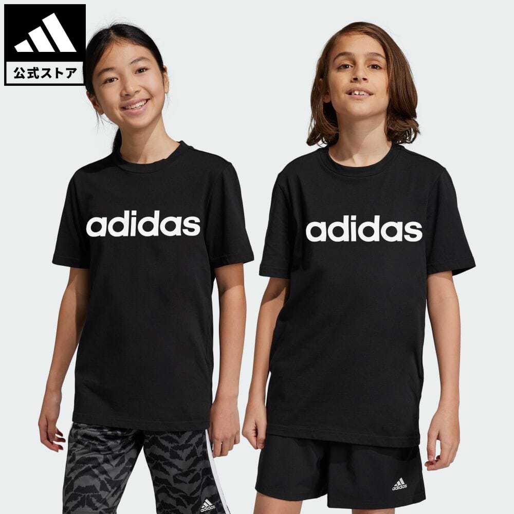 楽天adidas Online Shop 楽天市場店【公式】アディダス adidas 返品可 エッセンシャルズ リニアロゴ コットン半袖Tシャツ スポーツウェア キッズ／子供用 ウェア・服 トップス Tシャツ 黒 ブラック HR6400 半袖 p0517