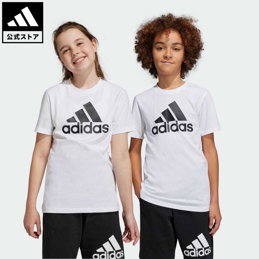 【公式】アディダス adidas 返品可 エッセンシャルズ ビッグロゴ コットン スリム半袖Tシャツ スポーツウェア キッズ／子供用 ウェア・服 トップス Tシャツ 白 ホワイト IC9961 半袖のサムネイル