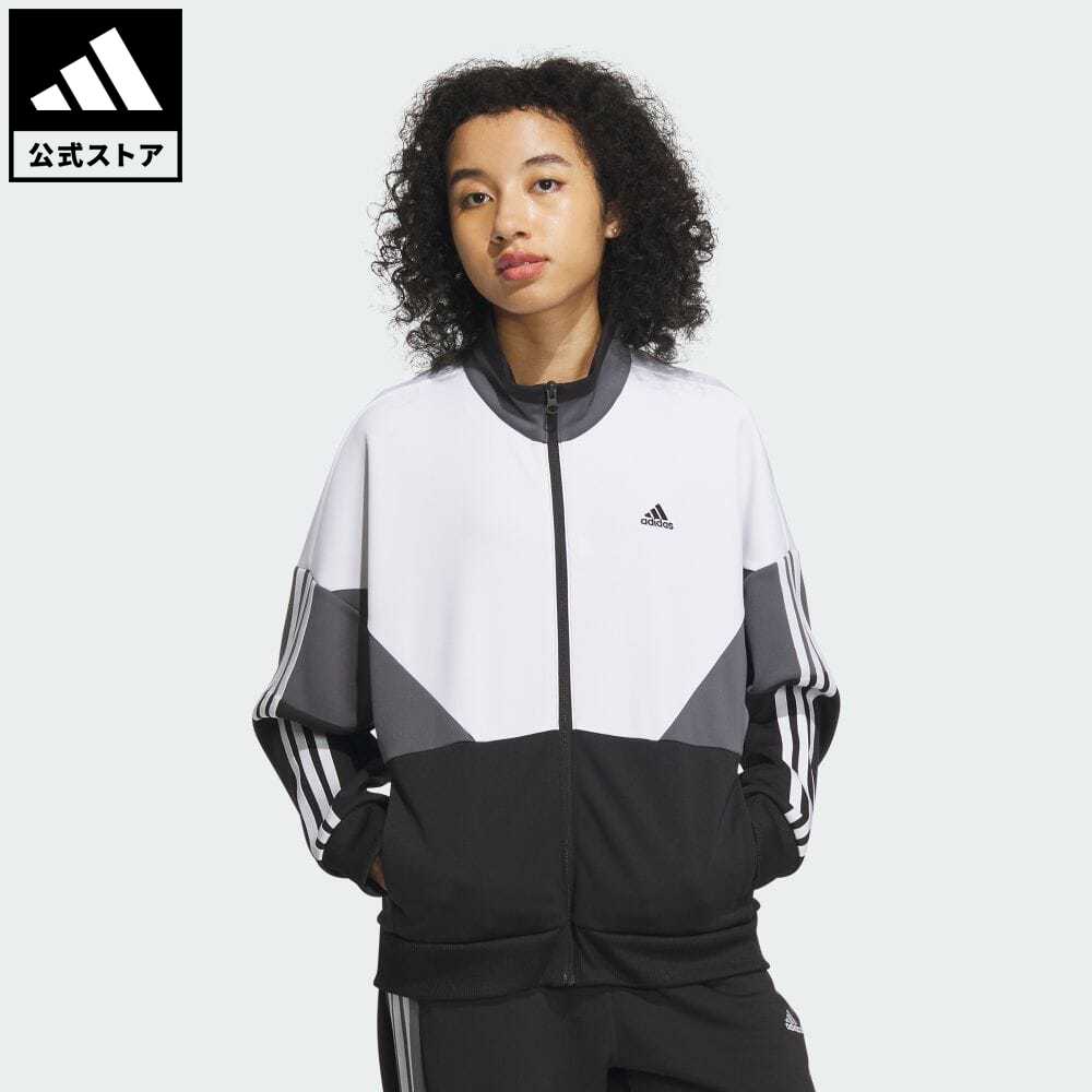 【公式】アディダス adidas 返品可 シーズナル スポーツウェア ルーズフィット カラーブロック ダブルニットトラックジャケット スポーツウェア レディース ウェア 服 アウター ジャケット ジャージ 黒 ブラック IM8716 notp 上着