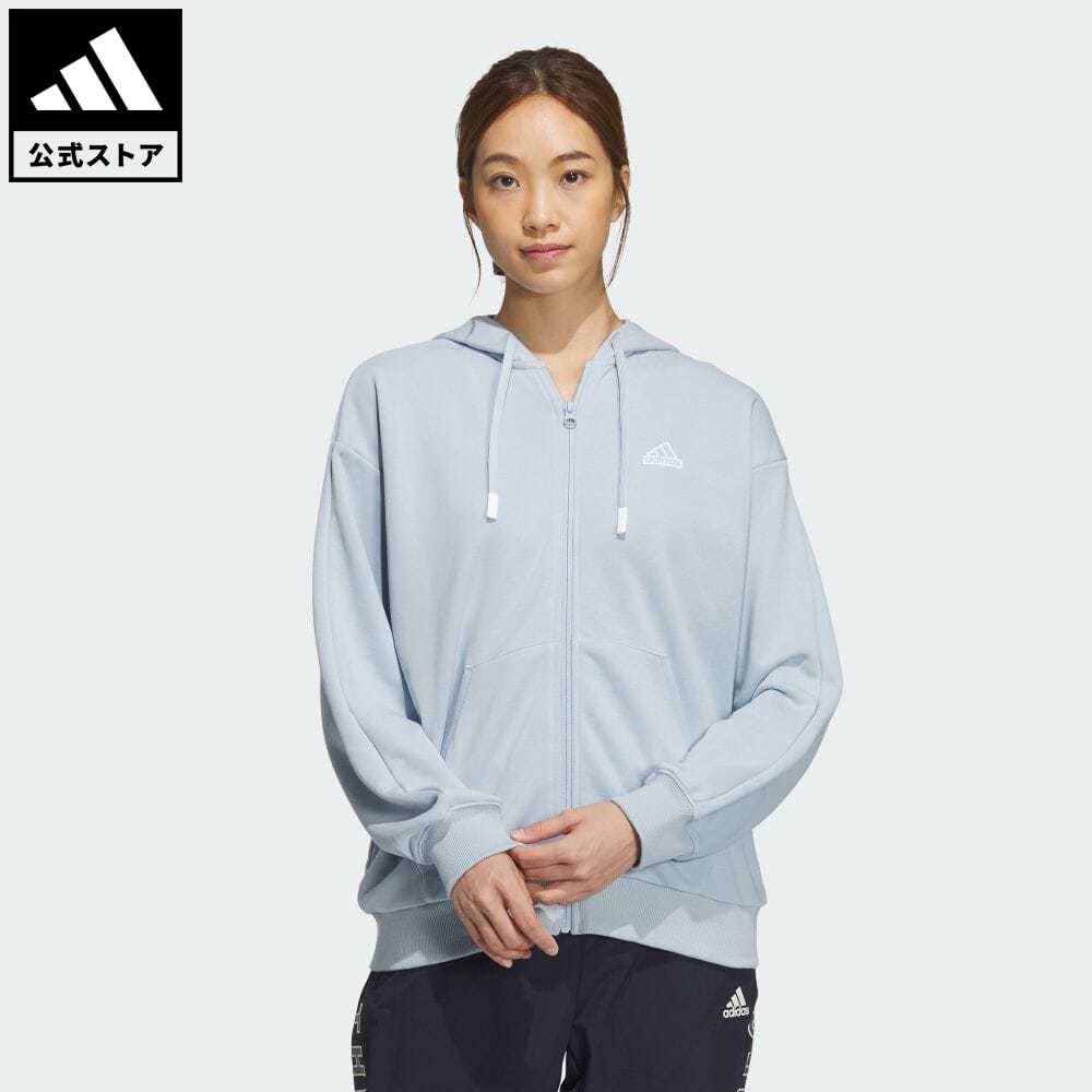 【公式】アディダス adidas 返品可 ワーディング ルーズフィット フリース フルジップパーカー スポーツウェア レディース ウェア・服 トップス パーカー(フーディー) スウェット（トレーナー） 青 ブルー IM8738 トレーナー p0517