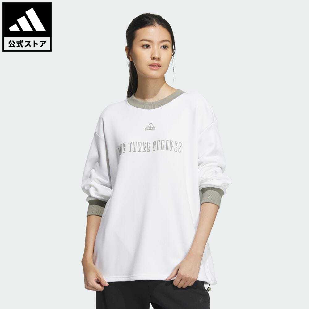 【公式】アディダス adidas 返品可 ワーディング オーバーサイズフィット スウェット スポーツウェア レディース ウェア・服 トップス スウェット（トレーナー） 白 ホワイト IM8754 p0517