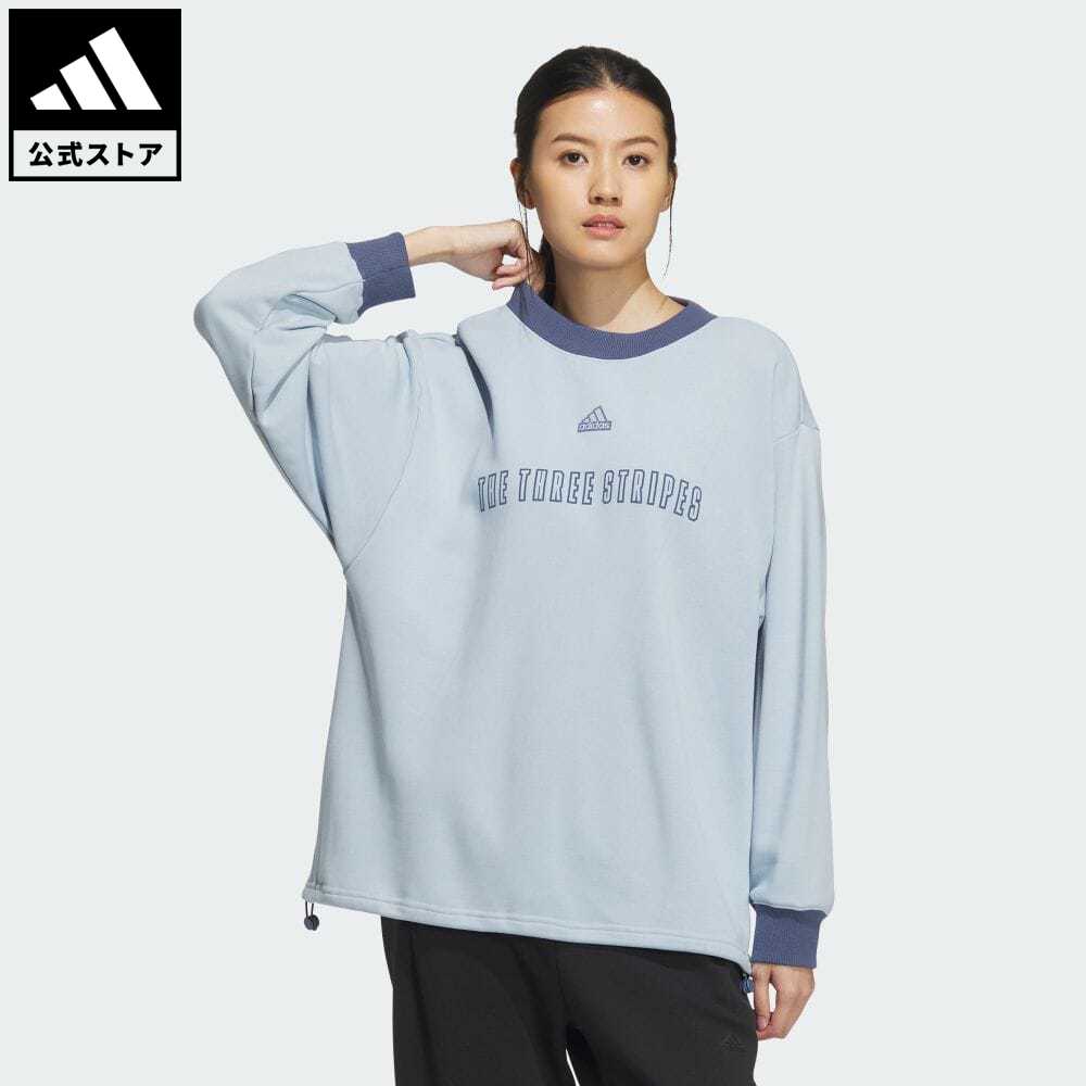 【公式】アディダス adidas 返品可 ワーディング オーバーサイズフィット スウェット スポーツウェア レディース ウェア・服 トップス スウェット（トレーナー） 青 ブルー IM8755