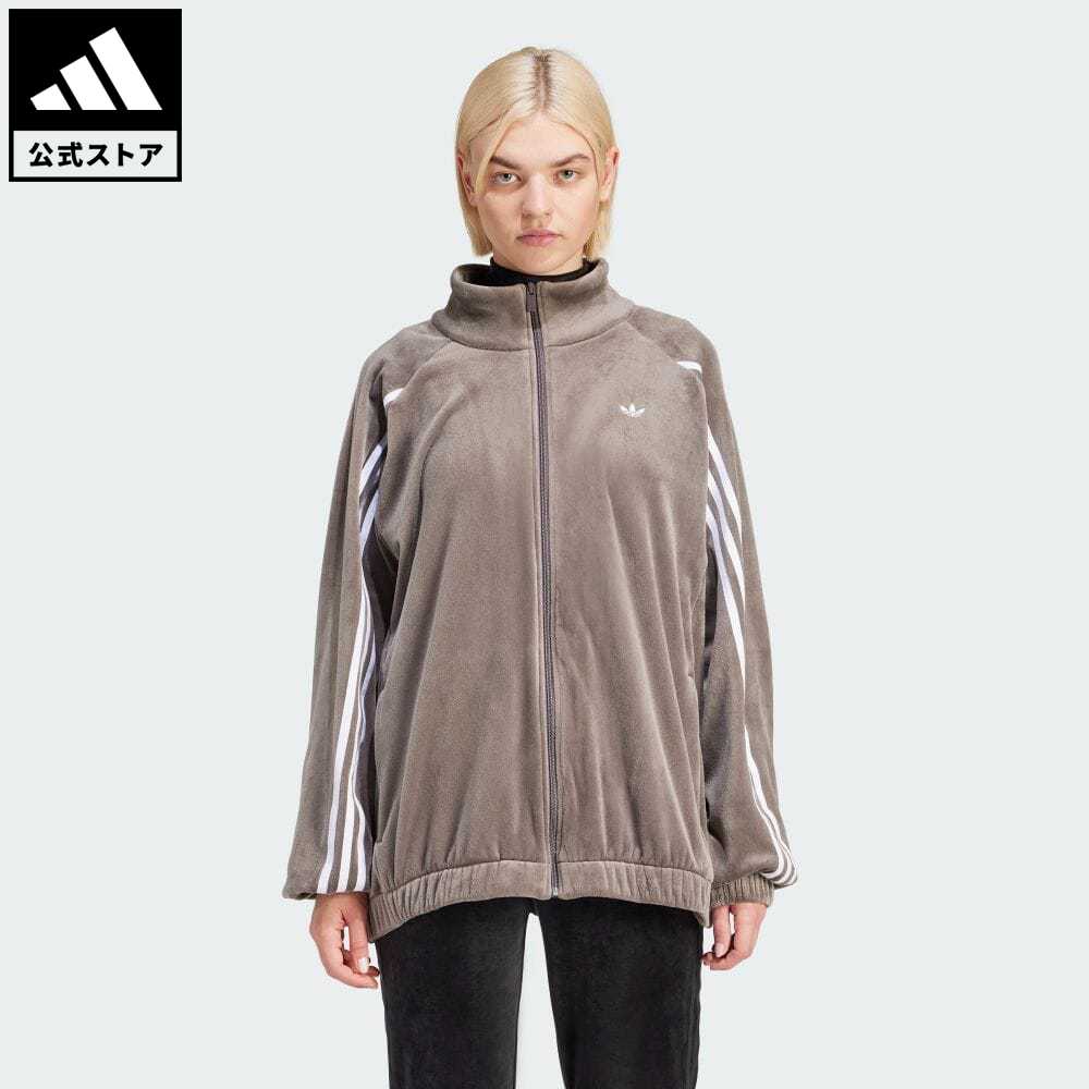 【公式】アディダス adidas 返品可 ベルベット オーバーサイズ トラックトップ オリジナルス レディース ウェア・服 トップス ジャージ グレー IT9403 上着