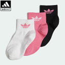 【公式】アディダス adidas 返品可 ミッドカット アンクルソックス 3足組 オリジナルス メンズ レディース アクセサリー ソックス・靴下 アンクルソックス ピンク IS0684