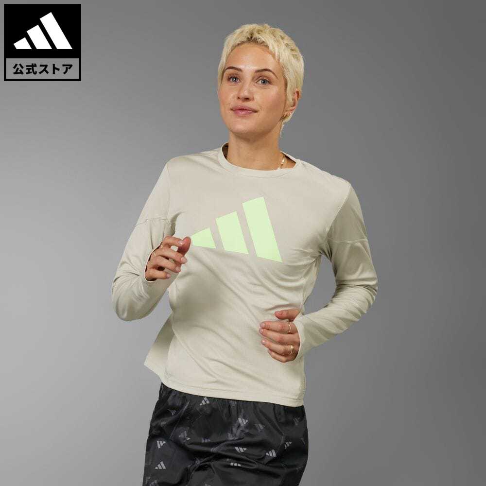 【公式】アディダス adidas 返品可 ランニング ラン イット 長袖Tシャツ レディース ウェア・服 トップス Tシャツ ベージュ IN0127 ランニングウェア ロンtのサムネイル