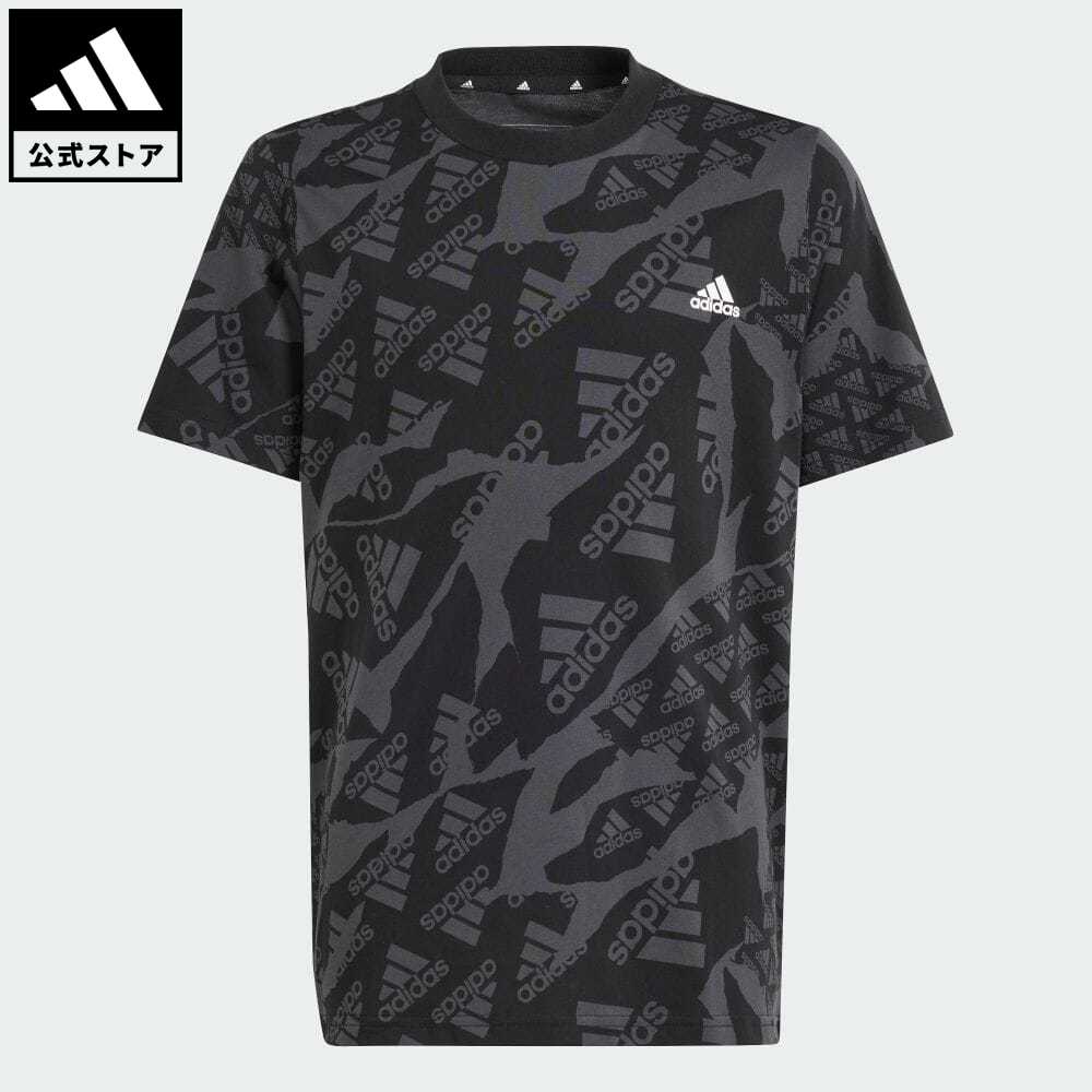 【57%OFF 9/19-9/25】【公式】アディダス adidas 返品可 エッセンシャルズ 総柄プリント 半袖Tシャツ スポーツウェア キッズ／子供用 ウェア・服 トップス Tシャツ グレー IQ4108 半袖 p0919のサムネイル