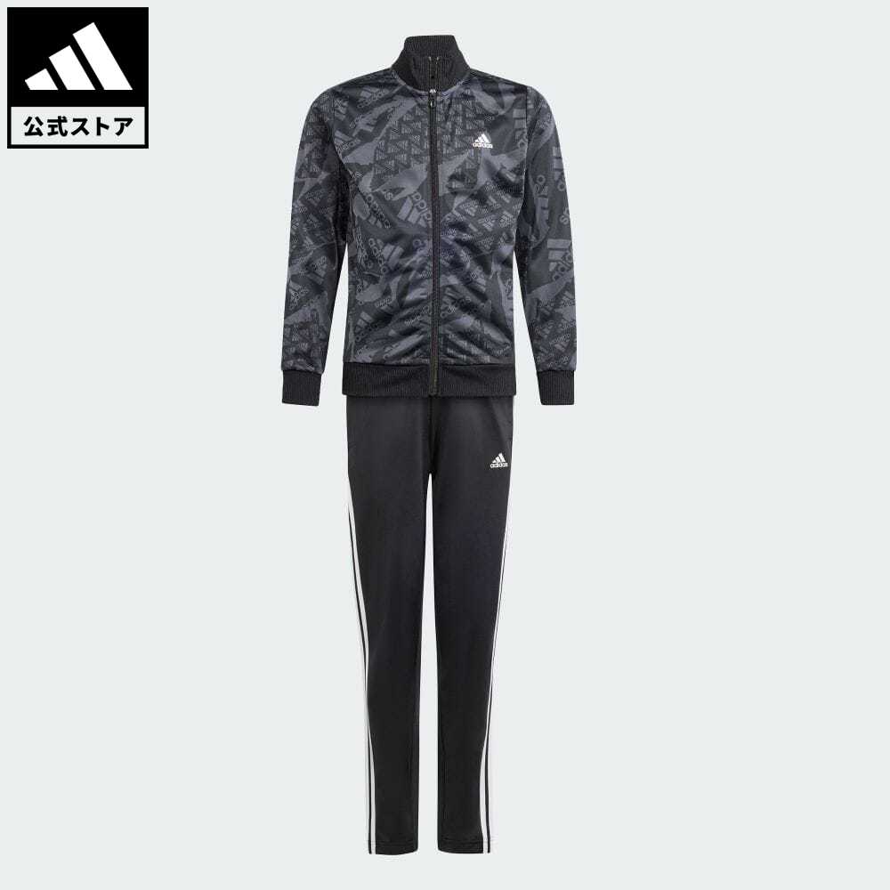 楽天adidas Online Shop 楽天市場店【公式】アディダス adidas 返品可 エッセンシャルズ 総柄プリント トラックスーツ キッズ スポーツウェア キッズ／子供用 ウェア・服 セットアップ ジャージ グレー IQ4113 上下