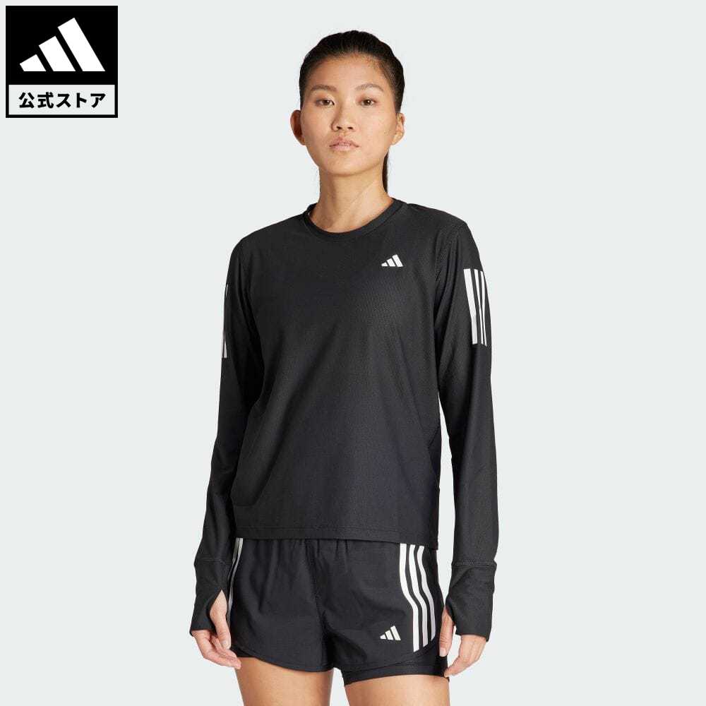 【公式】アディダス adidas 返品可 ランニング オウン ザ ラン 長袖Tシャツ レディース ウェア 服 トップス Tシャツ 黒 ブラック IN1568 ランニングウェア ロンt p0517