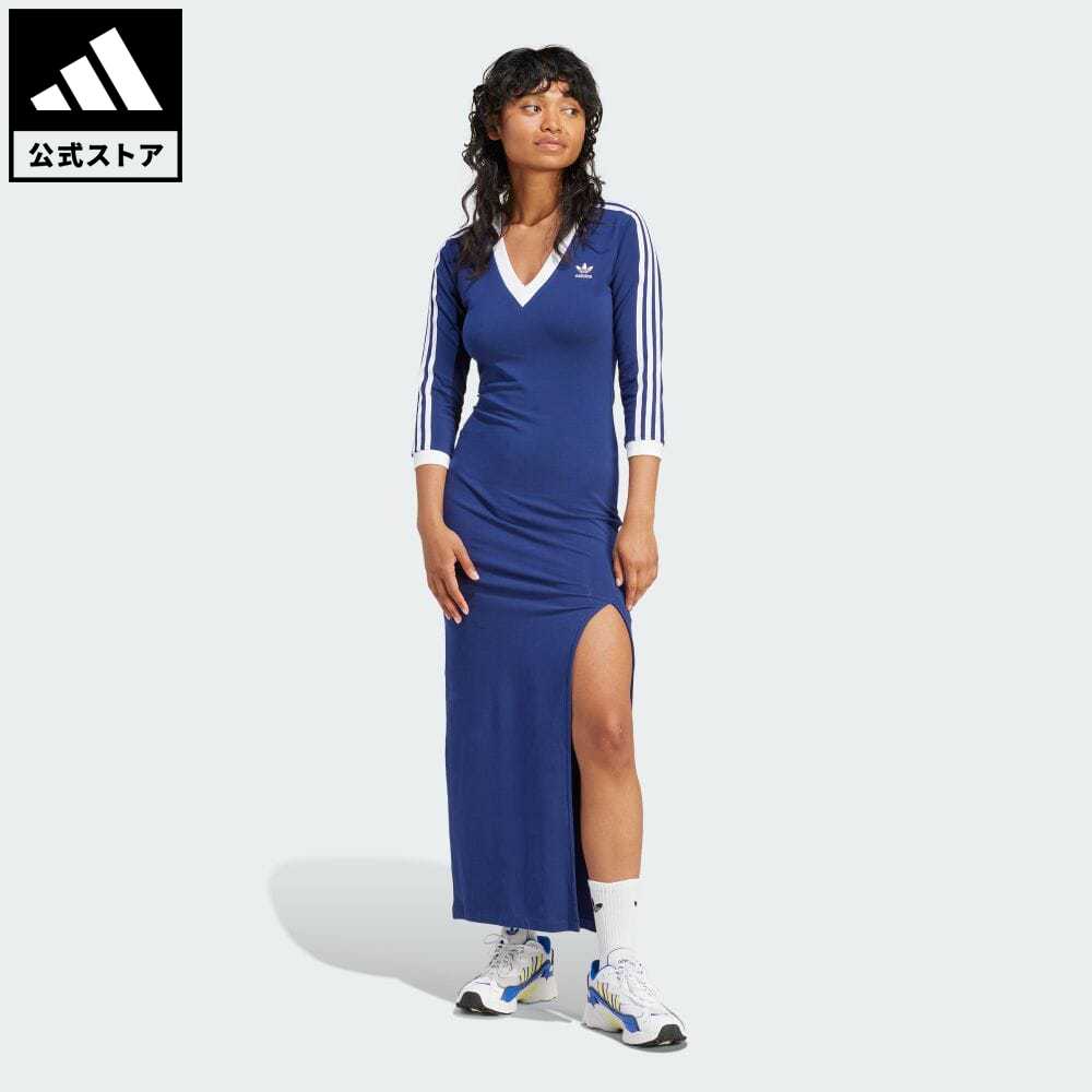 【公式】アディダス adidas 返品可 アディカラー クラシックス スリーストライプス マキシワンピース オリジナルス レディース ウェア・服 オールインワン ワンピース 青 ブルー IP2987 p0517