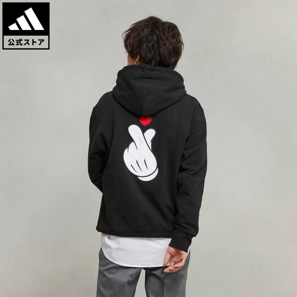 【20%OFF 9/4-9/11】【公式】アディダス adidas 返品可 ミッキーマウス × Originals アップリケ コットンパーカー オリジナルス メンズ ウェア・服 トップス パーカー(フーディー) スウェット（トレーナー） 黒 ブラック IY2274 トレーナー p0904