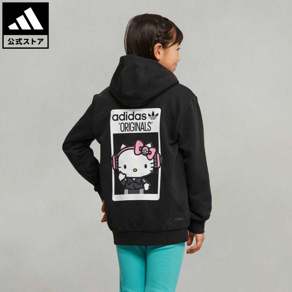 【公式】アディダス adidas 返品可 アディダス オリジナルス × ハローキティ パーカー オリジナルス キッズ／子供用 ウェア 服 トップス パーカー(フーディー) スウェット（トレーナー） 黒 ブラック IR6797 トレーナー