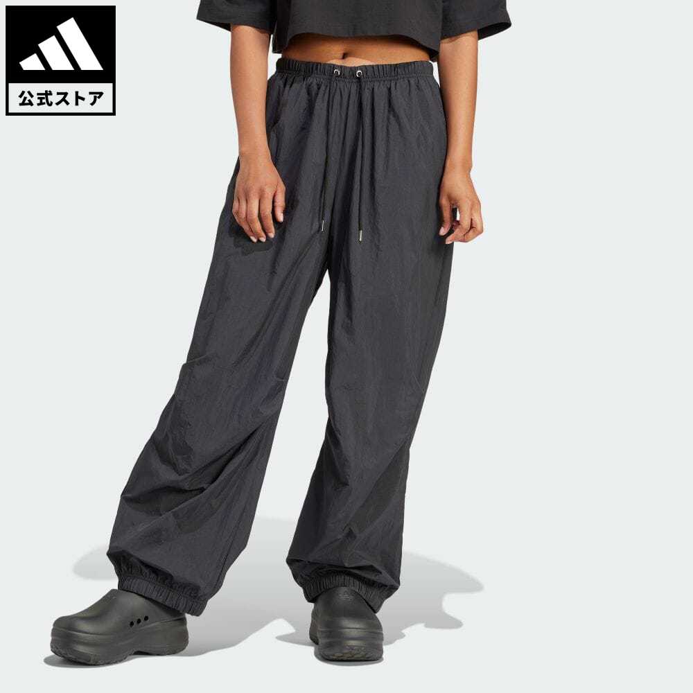 【公式】アディダス adidas 返品可 プレミアム エッセンシャルズ ナイロン パラシュートパンツ オリジナルス レディース ウェア・服 ボトムス パンツ 黒 ブラック IT6725