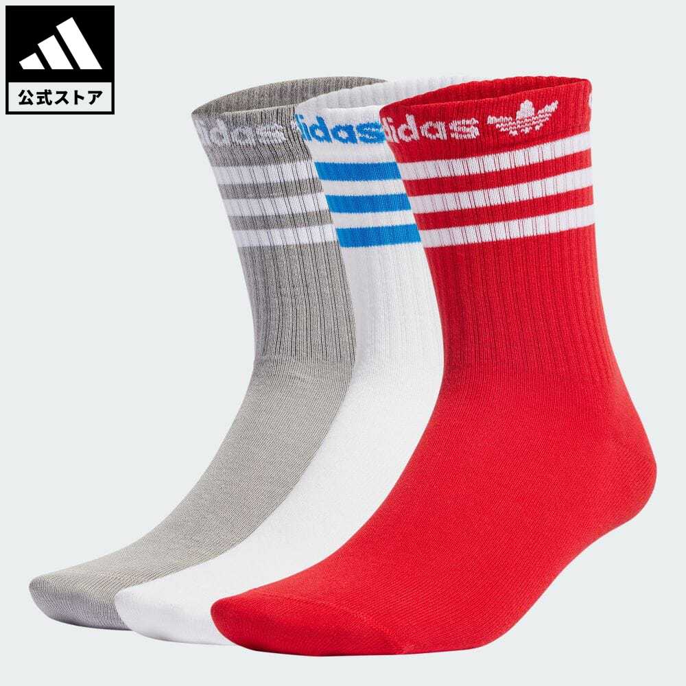 【公式】アディダス adidas 返品可 クルーソックス 3足組 オリジナルス メンズ レディース アクセサリー ソックス 靴下 クルーソックス グレー IU2680